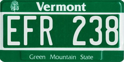 VT license plate EFR238