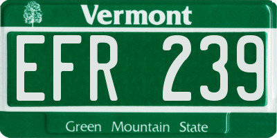 VT license plate EFR239