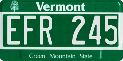 VT license plate EFR245