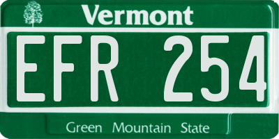VT license plate EFR254