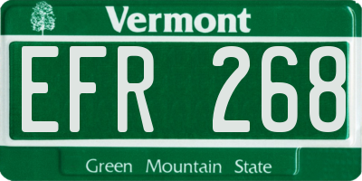 VT license plate EFR268