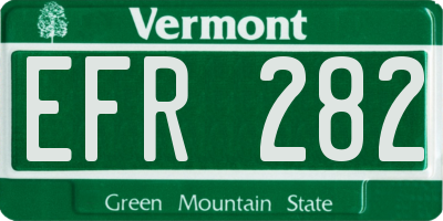 VT license plate EFR282