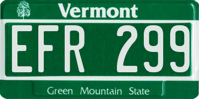 VT license plate EFR299