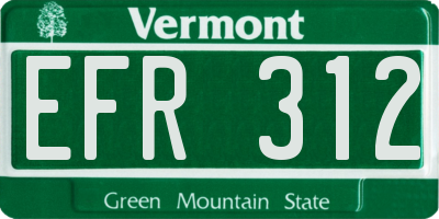 VT license plate EFR312