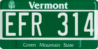 VT license plate EFR314