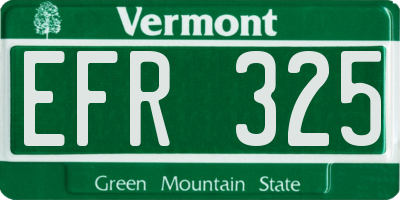 VT license plate EFR325