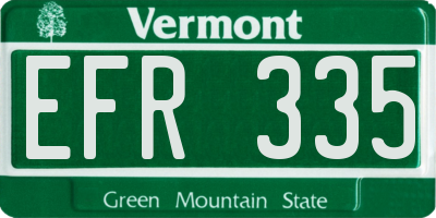 VT license plate EFR335