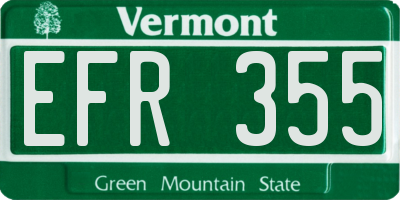 VT license plate EFR355