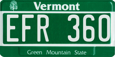 VT license plate EFR360