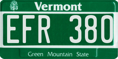 VT license plate EFR380