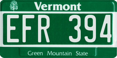 VT license plate EFR394