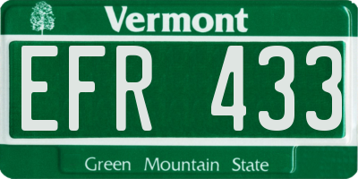 VT license plate EFR433