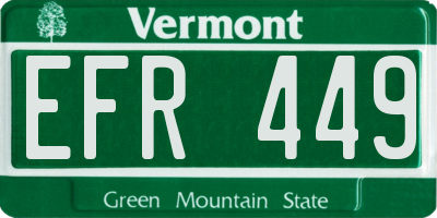 VT license plate EFR449