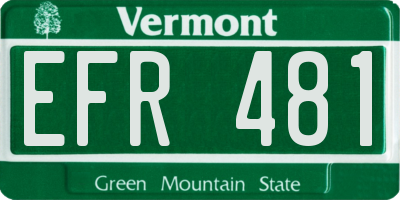 VT license plate EFR481