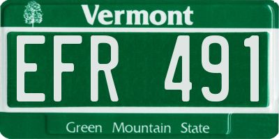 VT license plate EFR491
