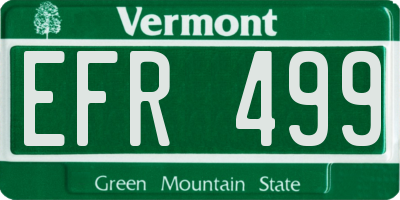 VT license plate EFR499
