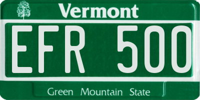 VT license plate EFR500
