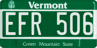 VT license plate EFR506