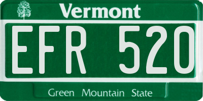 VT license plate EFR520