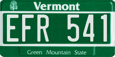 VT license plate EFR541
