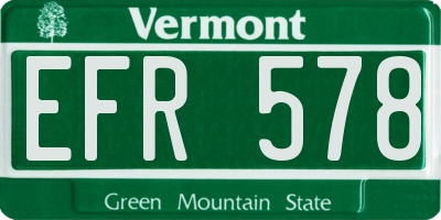 VT license plate EFR578