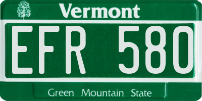 VT license plate EFR580