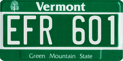 VT license plate EFR601