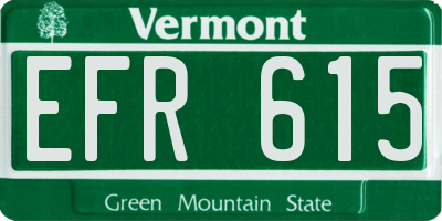VT license plate EFR615
