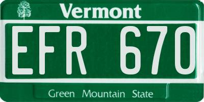 VT license plate EFR670
