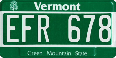 VT license plate EFR678