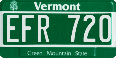 VT license plate EFR720