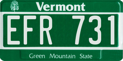 VT license plate EFR731