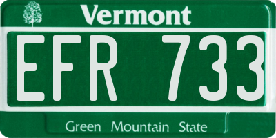 VT license plate EFR733