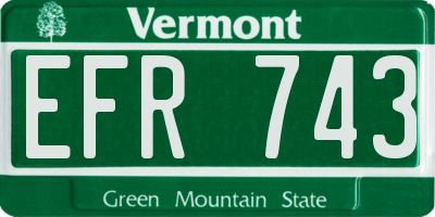 VT license plate EFR743