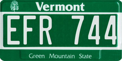 VT license plate EFR744