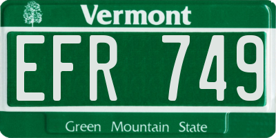 VT license plate EFR749