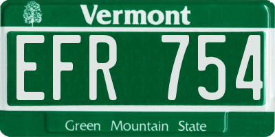 VT license plate EFR754