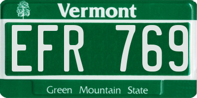VT license plate EFR769