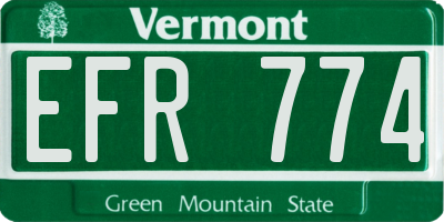 VT license plate EFR774