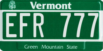 VT license plate EFR777