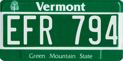 VT license plate EFR794