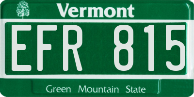 VT license plate EFR815