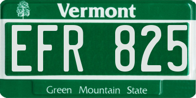 VT license plate EFR825