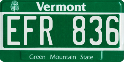 VT license plate EFR836