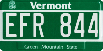 VT license plate EFR844