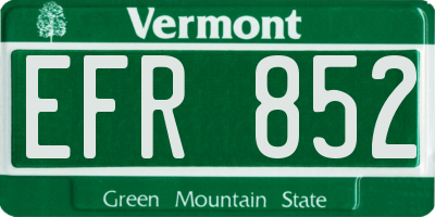 VT license plate EFR852