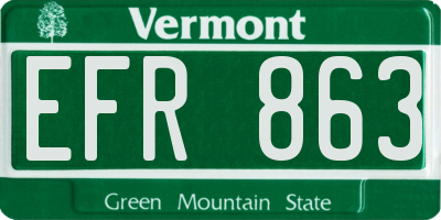 VT license plate EFR863
