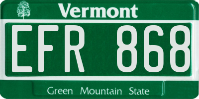 VT license plate EFR868