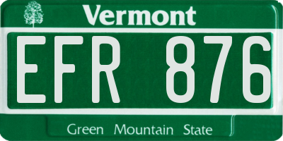 VT license plate EFR876