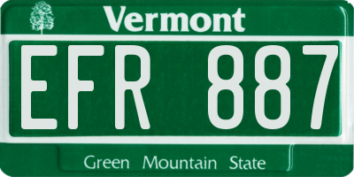 VT license plate EFR887